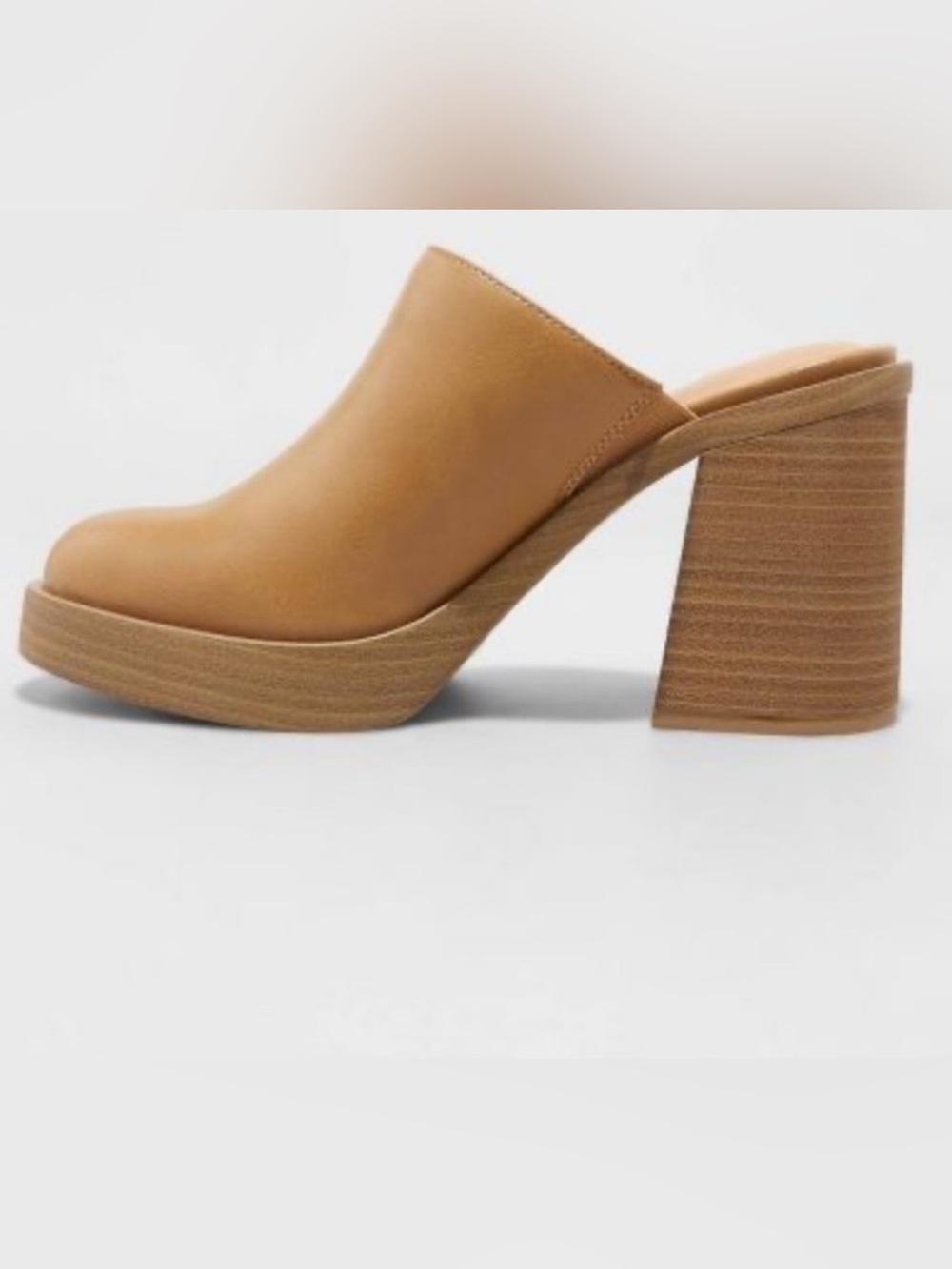 Universal Thread Tess Platform Mule Heels Cognac Brown Block Heel Size 6.5